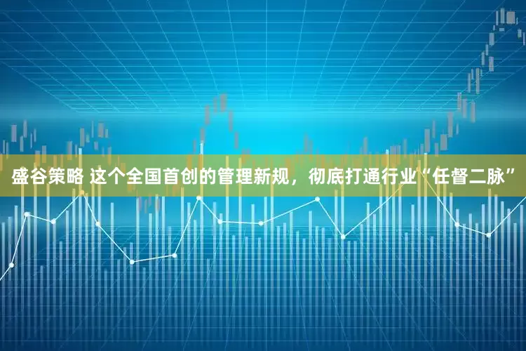 盛谷策略 这个全国首创的管理新规，彻底打通行业“任督二脉”