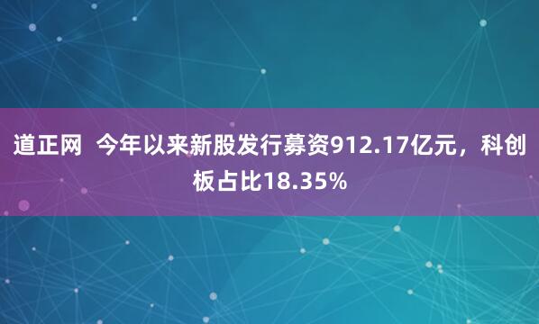 道正网  今年以来新股发行募资912.17亿元，科创板占比18.35%